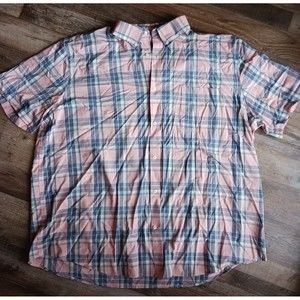 Foundry Comfort Stretch Short Sleeve Button Down Shirt 2XL Pink Plaid